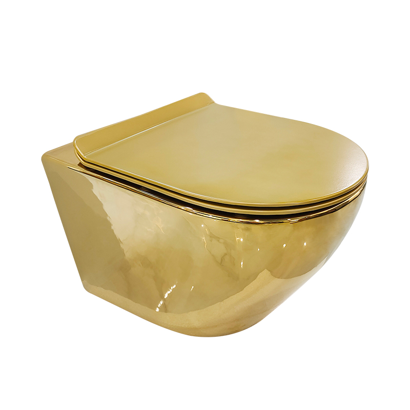 Bathroom Toilets Luxury Electroplated Gold Wc Toilets Wall Hung Toilet