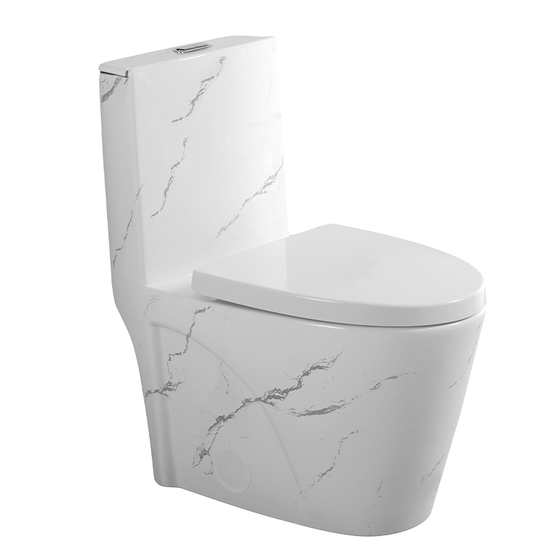 Bathroom Sanitary Items WC Ceramic Elongated Siphon Vortex Marble Toilet