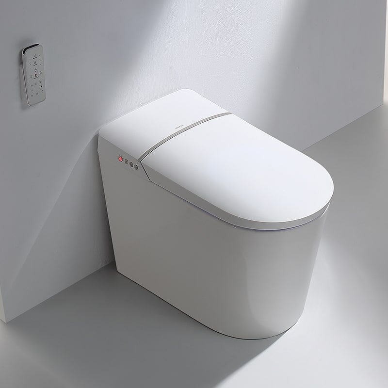 Floor-standing smart toilet in modern bathroom