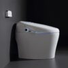 Floor-standing smart toilet with hidden water tank in modern bathroom