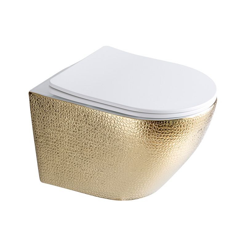 Luxury Water Closet Porcelain Gold Plated Wc Ceramic Wall Hung Toilet For Bathroom