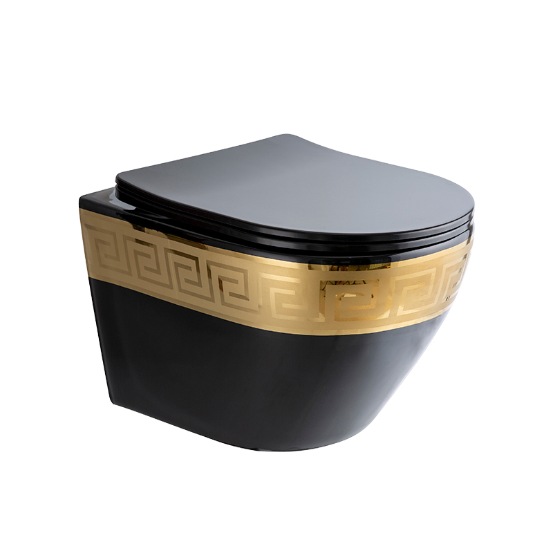 Wall Mounted Toilet Bowl Ceramic Bathroom Luxury Gold Plated Wall Hung Toilet