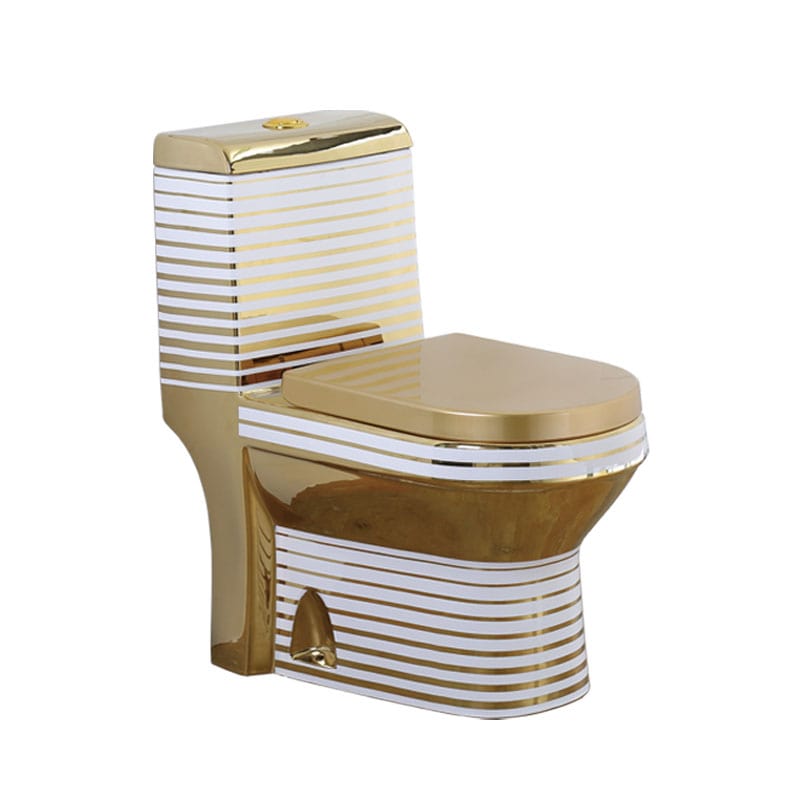 Hot Sale Dual Flushing Luxury Bathroom One Piece Plating Golden Ceramic Toilet