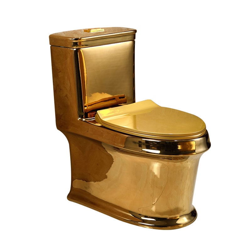 Luxury Sanitary Ware Floor Mounted Siphonic Washdown Ceramic One Piece Gold Toilet