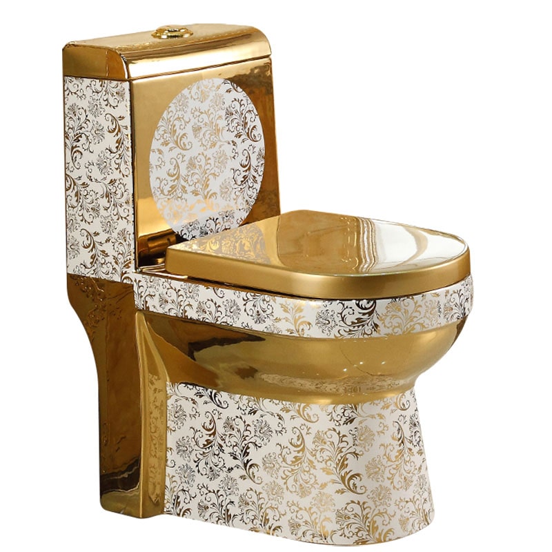 Luxury Sanitary Wares Electroplated Water Closet Plated Golden One Piece Bathroom Ceramic Toilet